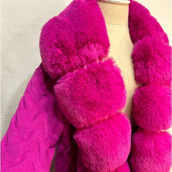 Akira Hot Pink Fur Coat/ Sweater cardigan - Picture 3 of 15